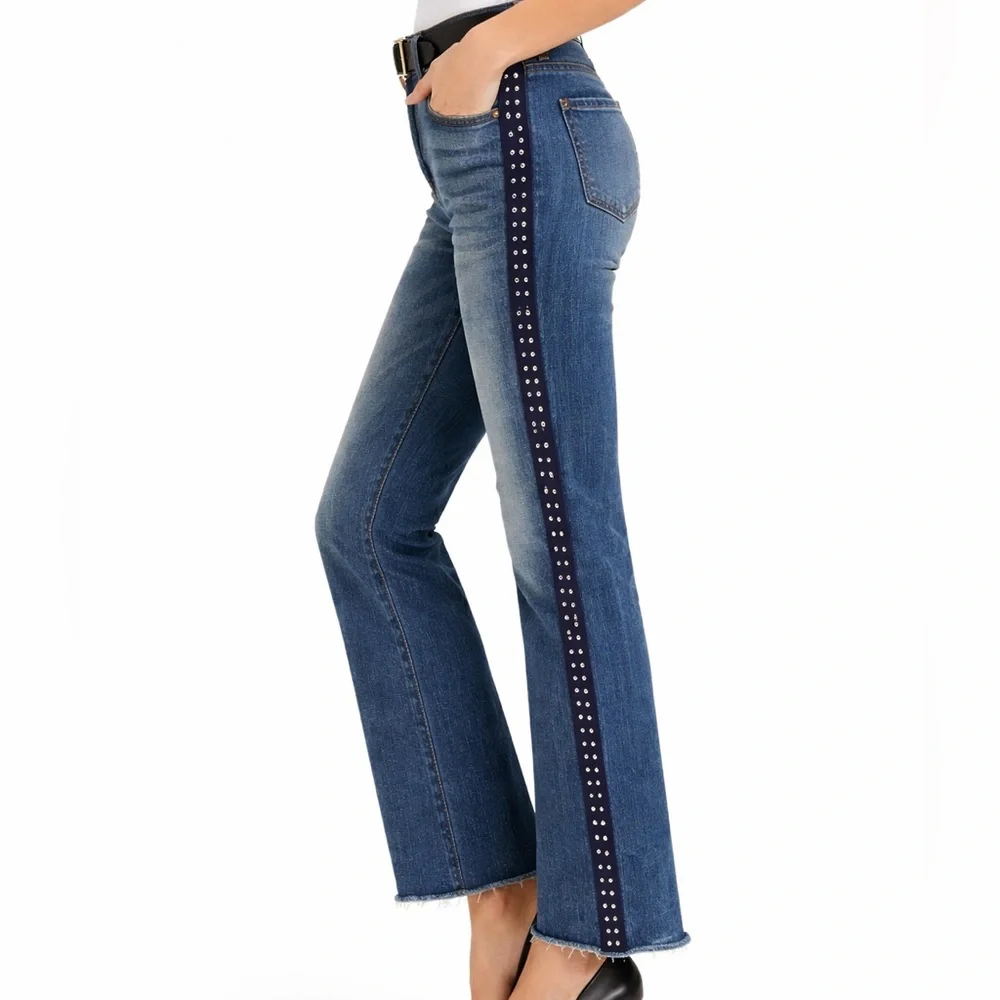 Veronica Beard Ines Stud Detail Crop Jeans - Picture 5 of 16